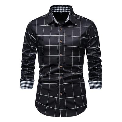 Herbst und Winter Herrenmode langärmeliges kariertes Hemd mit Knopfleiste, modische Oberteile, kariertes Freizeithemd für Herren