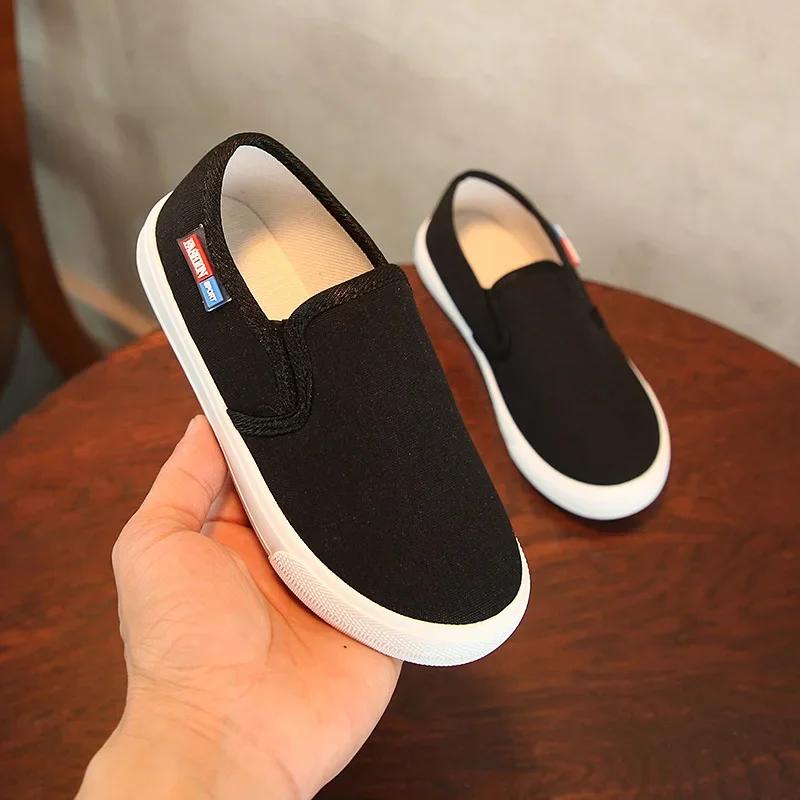 School Children Canvas Shoes Fashion Unisex Kids Casual Shoes for Boys Girls Children's Sneakers Soft Breathable All-Match White