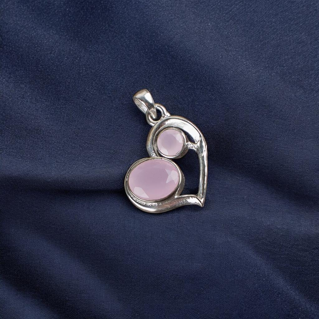 Rose Chalcedony Gemstone 925 Sterling Silver Statement Jewelry Women's Pendant CP-3-16
