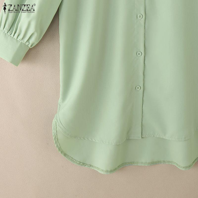 ZANZEA Women Loose Casual Round Neck Long Sleeve Solid Color Long Blouse