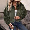 Autumn and Winter Warm Plush Casual Women Jacket Fashion Long Sleeve Solid Women's Green Jackets Elegant  Button Up Vintage Ladies Coats 24700