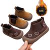 Korean version of girls embroidered bear short boots 2025 winter new two-cotton velvet warm boys non-slip sports cotton boots