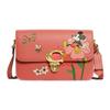 New COACH Disney Collaboration Studio Leather One Shoulder Closure Crossbody Bag Medium Size Women's Coral Red CH413-B4VH1