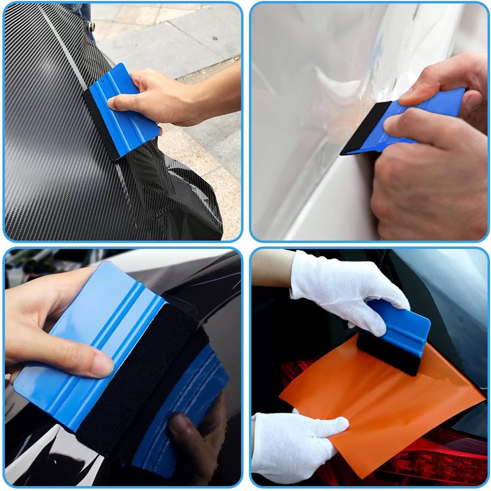 Felt Squeegee Car and with for Car Felt 12 Replacement Set of 4 Set, Film, Wallpaper, Spatula, Felt, Wrapping, Application, Felts,