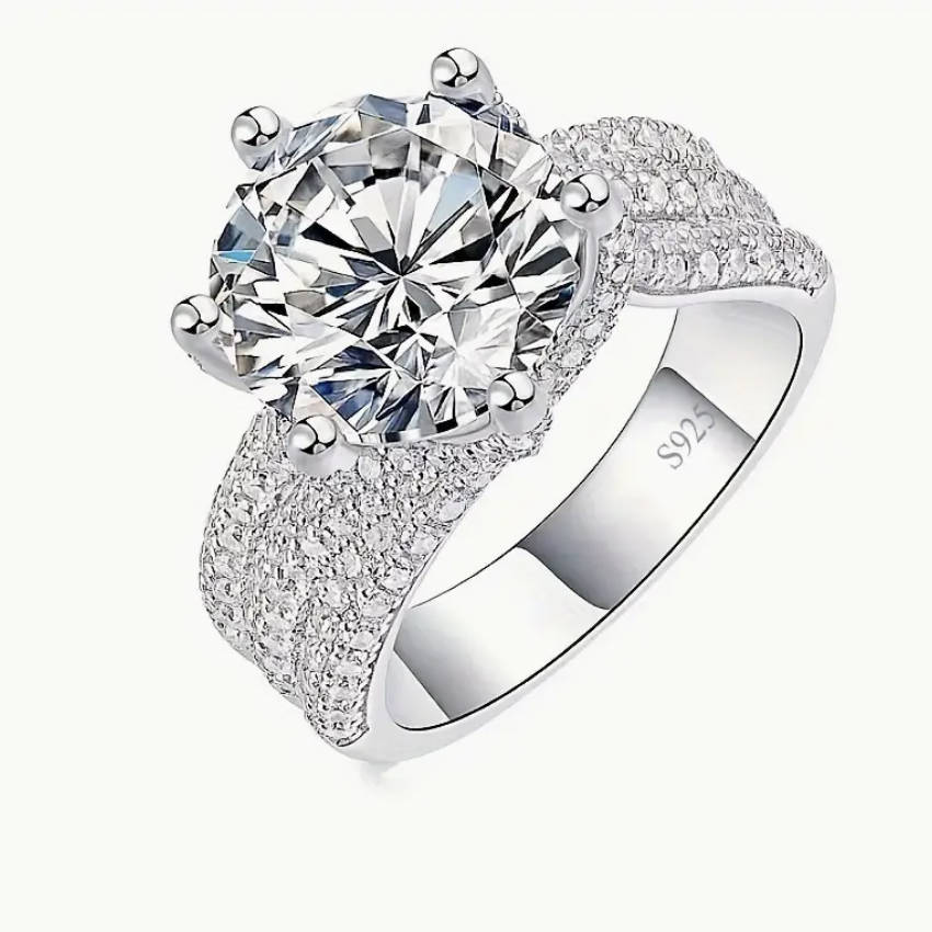 

copper Exquisite Six-prong White Zircon Diamond Ring Valentine s Day Party Wedding And Bride s Gift 10