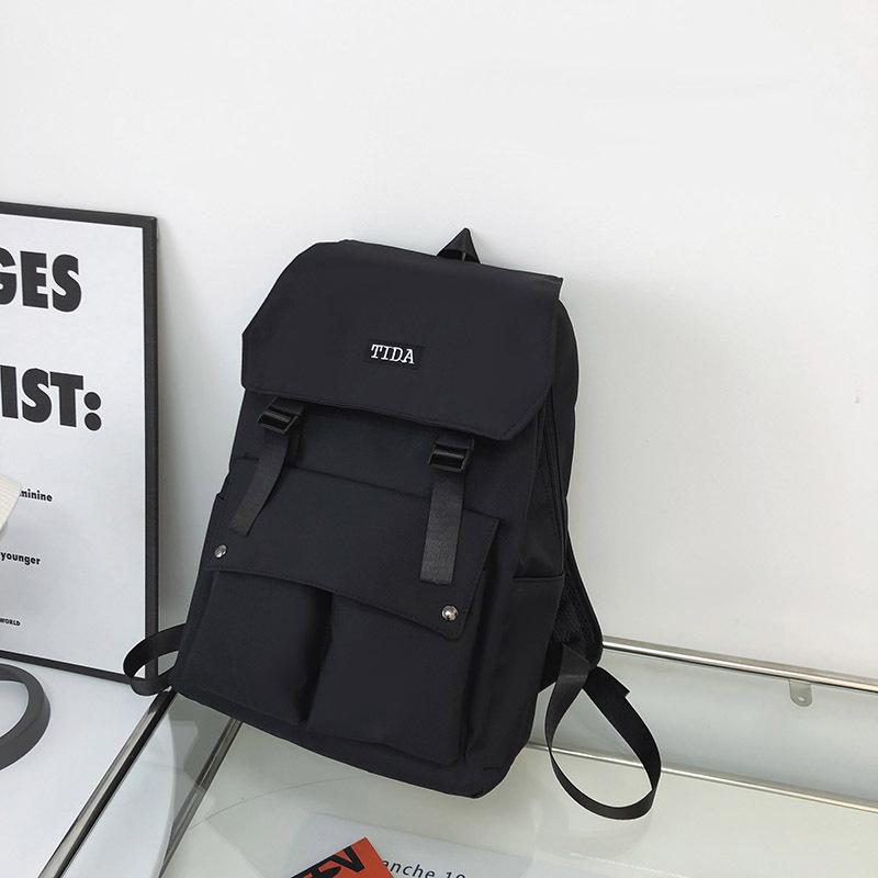 

Student schoolbag men s and women s 2025 Korean version new large-capacity Harajuku backpack solid color large-capacity bucket bag чёрный