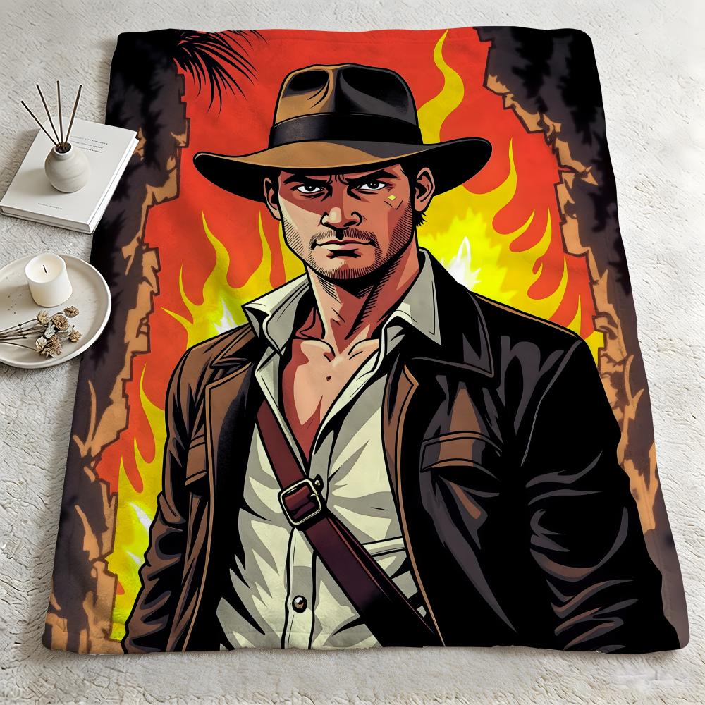 movie R-Raiders of the Lost Ark-k Throw Warm Soft Flannel Blanket, Multi-use for Sofa Bed Camping Travel Nap 75cmx90cm