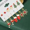 6 Pairs Of Ladies' Christmas Earrings, Santa Claus Christmas Tree Gloves, Fashionable Cartoon Cute Decorations With Patterns