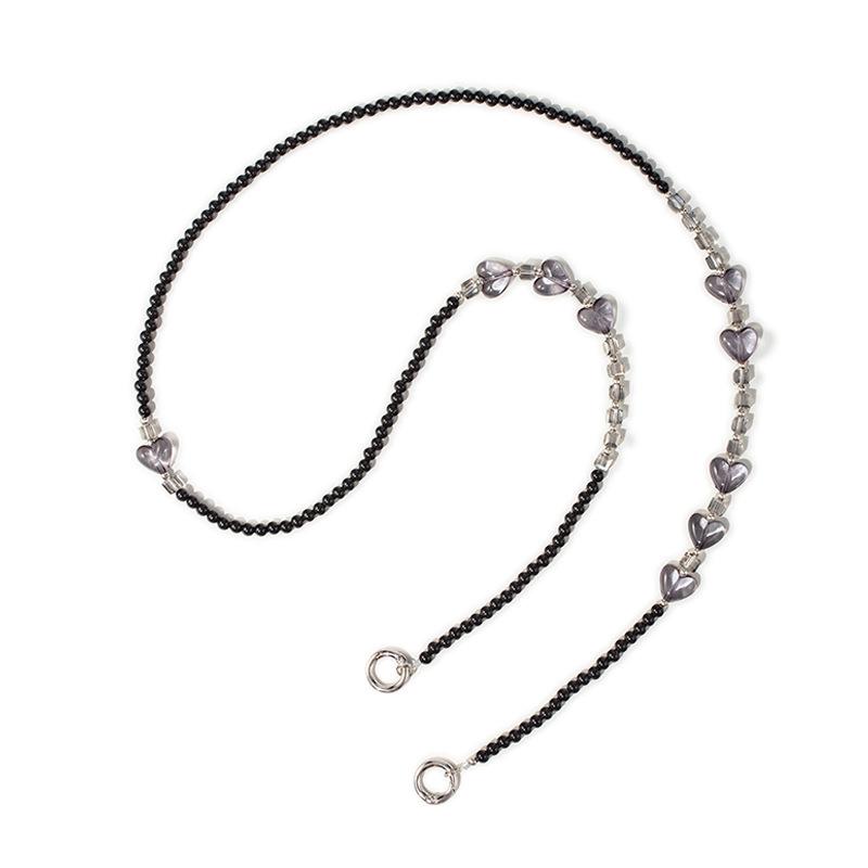 

Pearl Phone Chain: Wear crossbody or around the neck, featuring a crystal design, metal buckle, long chain, black heart, and anti-loss functionality. Heart Crossbody