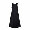 Temperament Sleeveless Long Dress U Neck Women Korean Dress Solid Color Long Skirt  Party