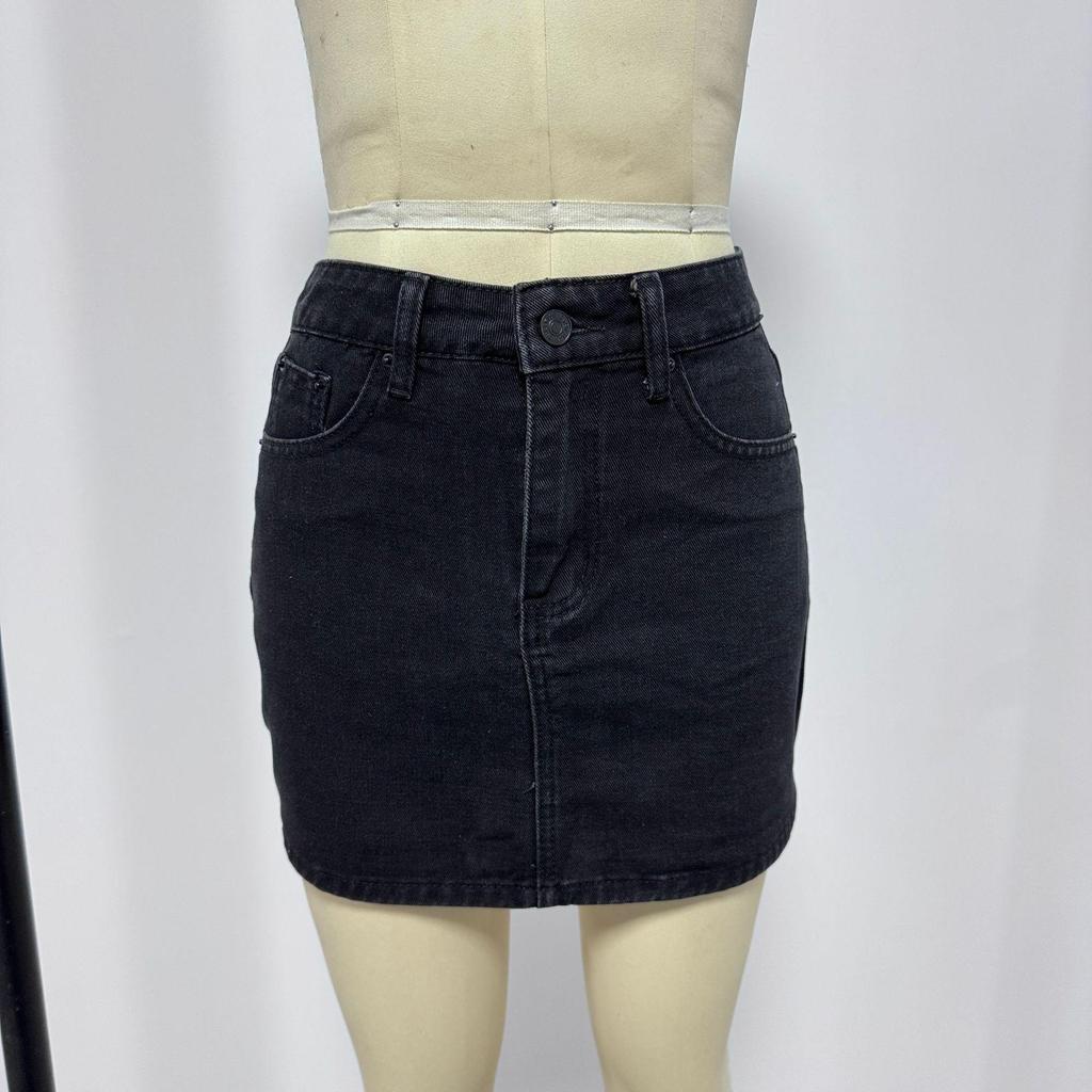 Minigonna Casual Elasticizzata Lavata in Denim Slim Fit da Donna
