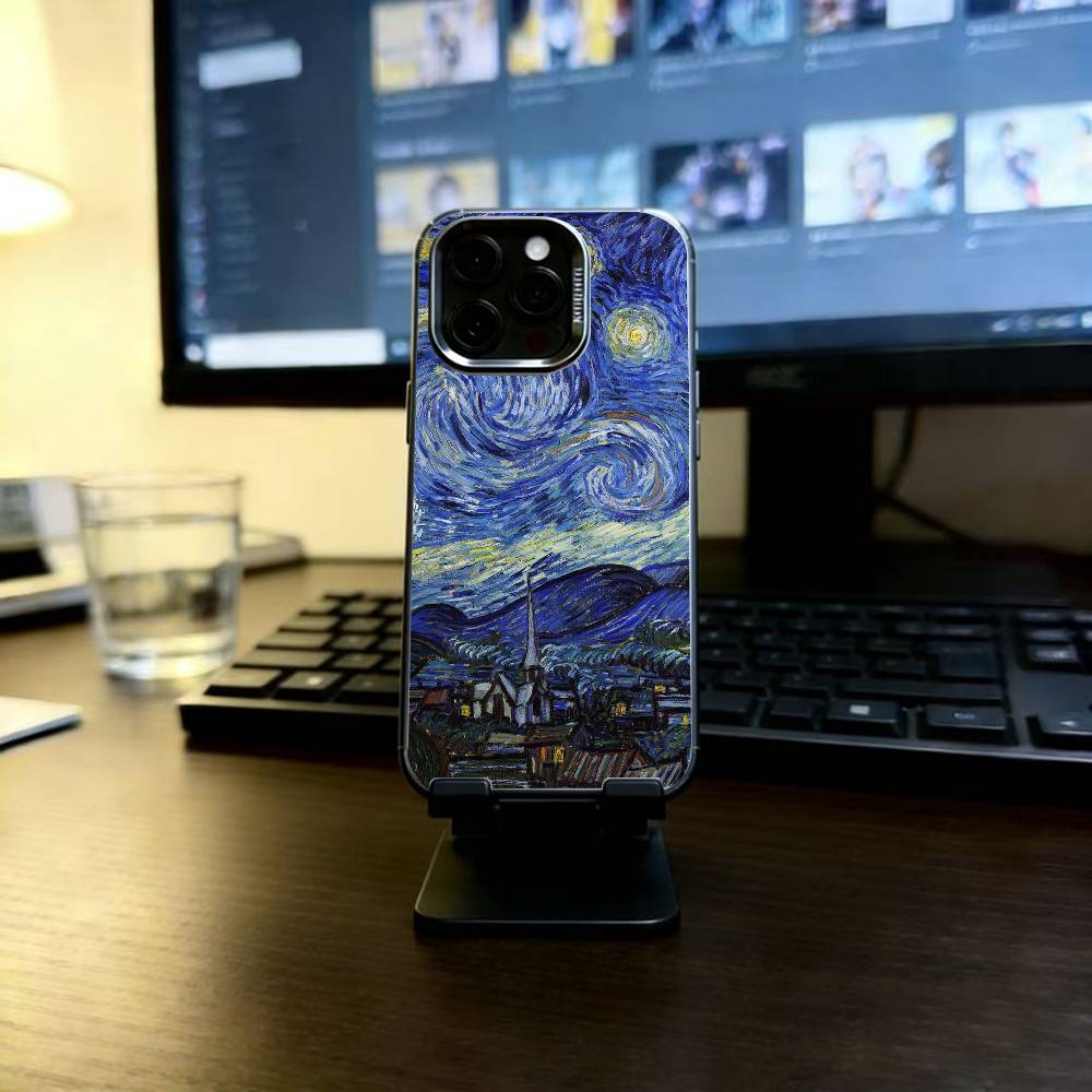 Van Gogh Starry Sunflowers Phone Case For iPhone 17,16,15,14,13,12,11 Plus,Pro Max,XS,Colorful Silver Phone case Funda Cover