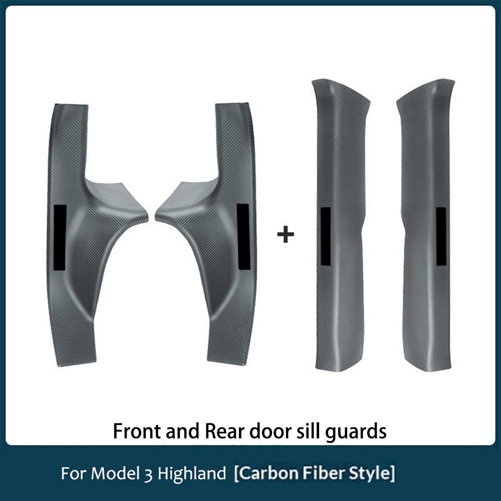 For Tesla Model 3 Highland ABS Car Front Rear Door Sill Protector Threshold Strip Waterproof Anti-kick Guard Panel Accessories Interior Mirrors 6