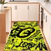 Bright Yellow Splash Ink Graffiti Logo Area Rug Non Slip Mat, Black Spray Paint Street Text Print Carpet for Game Room Decor