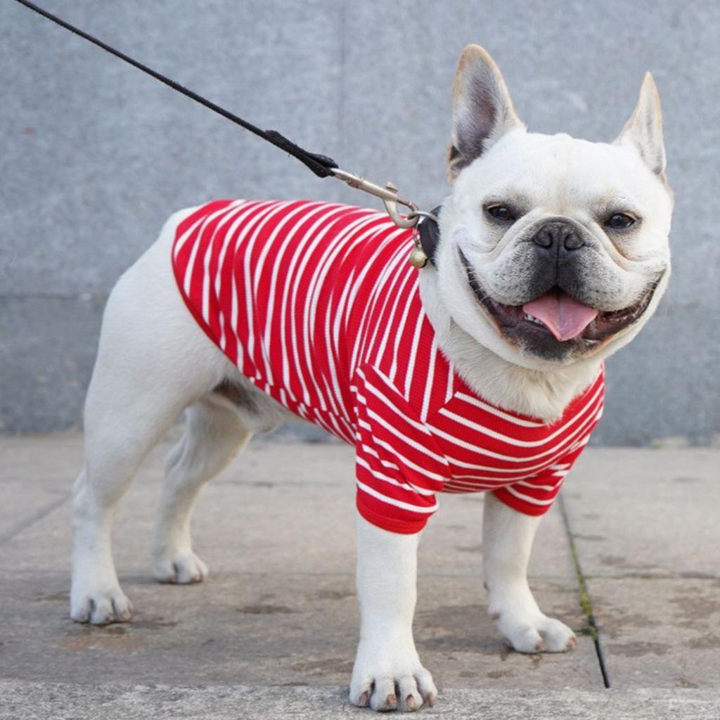 Dog Shirts Striped Cotton Clothes Pet Breathable Stretchy Soft Shirt for Small Medium Large Boy