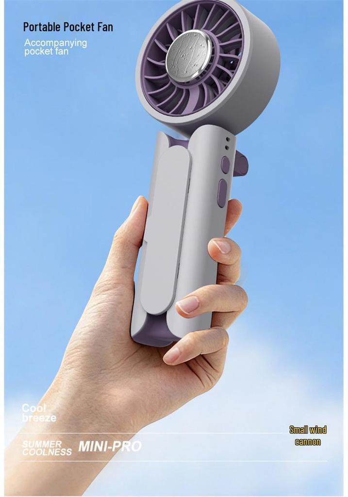 Portable Handheld Fan with Umbrella Clip – Mini Folding, Energy-Saving Cooling for Students Outdoors