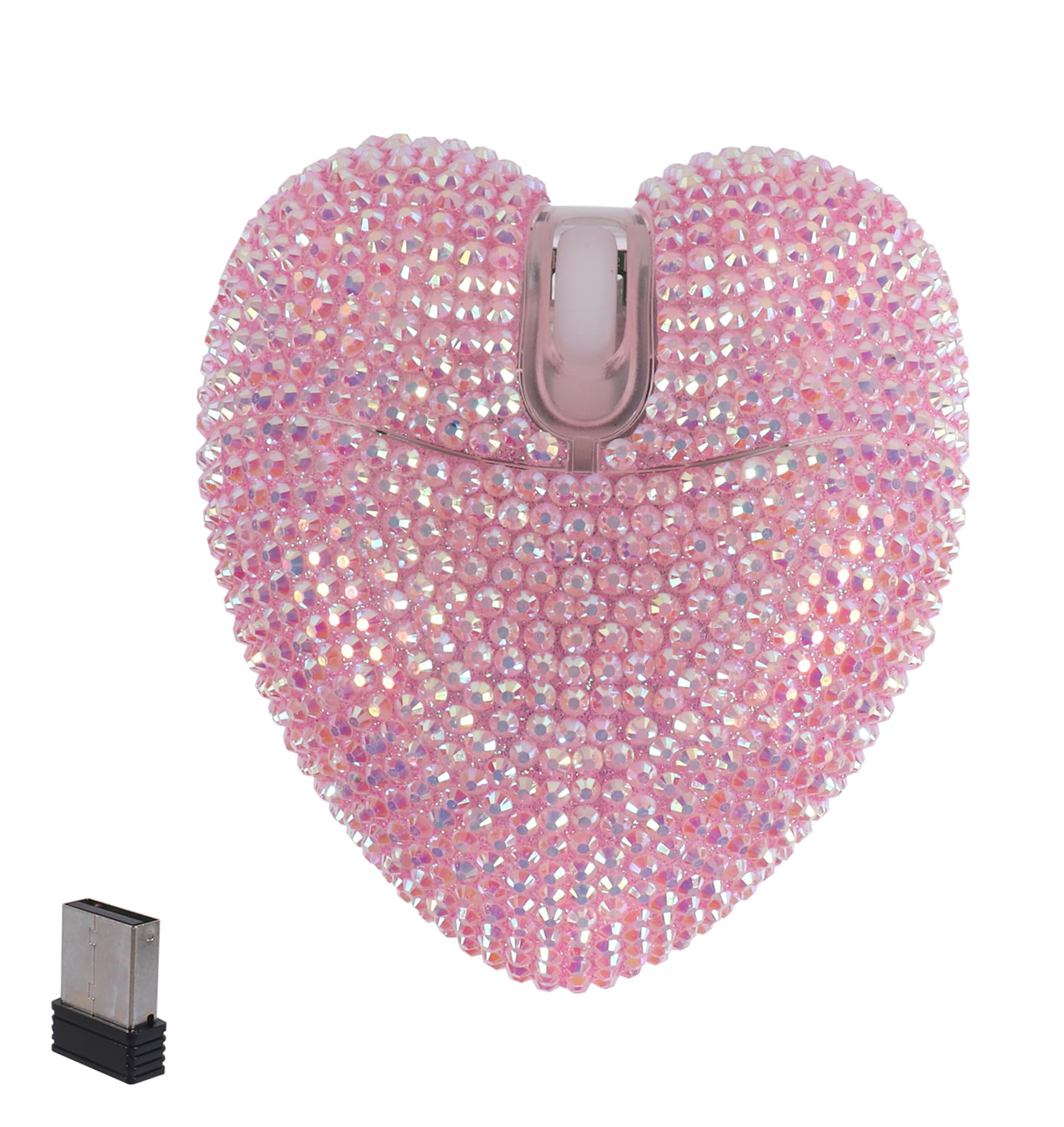 

Wireless Bluetooth Diamond Millennium Y2K DPI Compatible with and PCs Mouse, 2-Mode, Heart-Shaped Design, Quiet, Style, Pink, Three-Level Switching, рожевий
