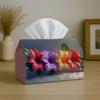 1pc Romantic Tropical Bold Tissue Box Featuring Hibiscus Flower Design, a Sturdy Napkin Holder Suitable for Car, Kitchen, Dining, And Home Decoration 