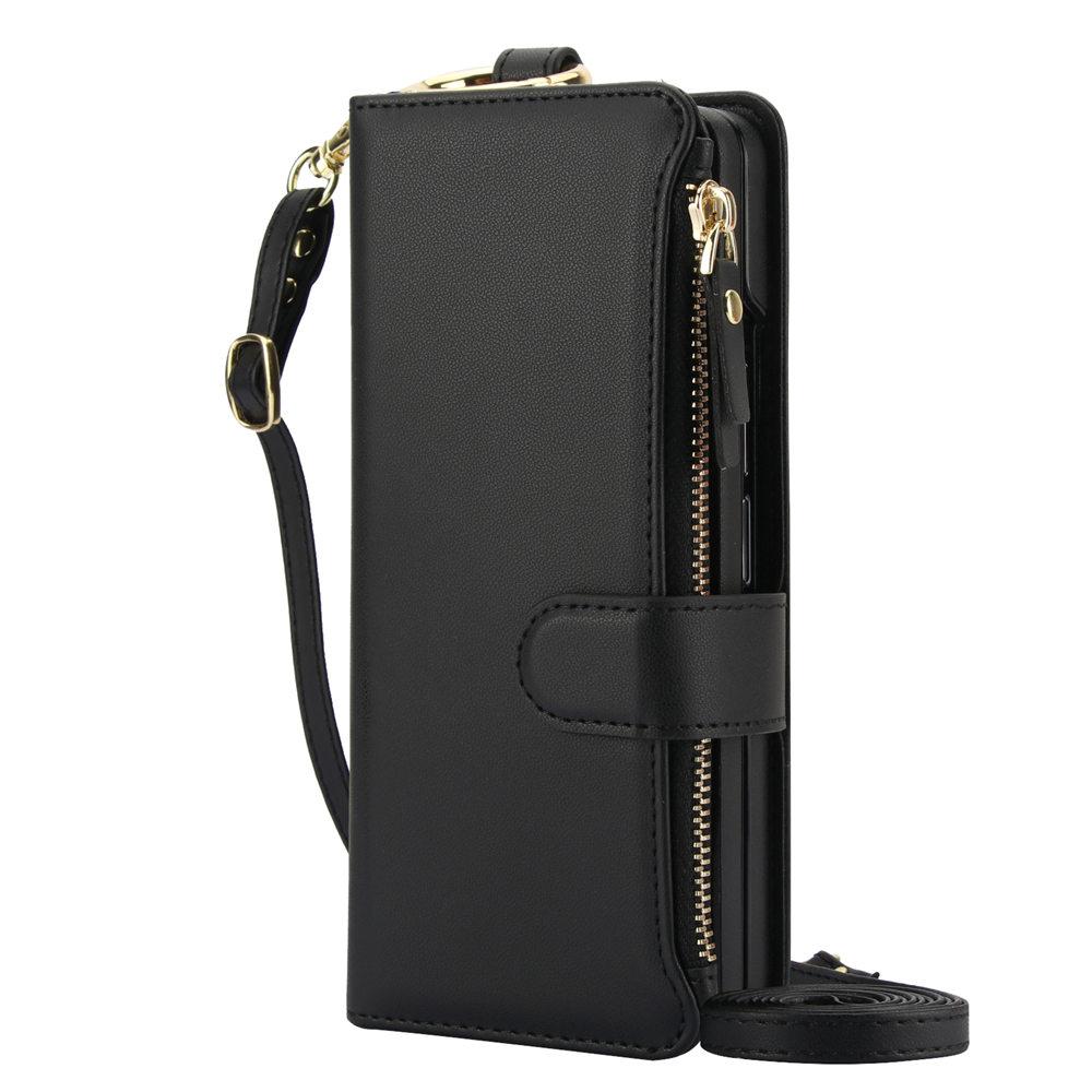 

Кошелек-кроссбоди на молнии, чехол из кожи для карт для Samsung Galaxy Z Fold 7 Fold 6 fold5 4 3, держатель-кольцо, шнурок, противоударный чехол For Galaxy Z Fold 6