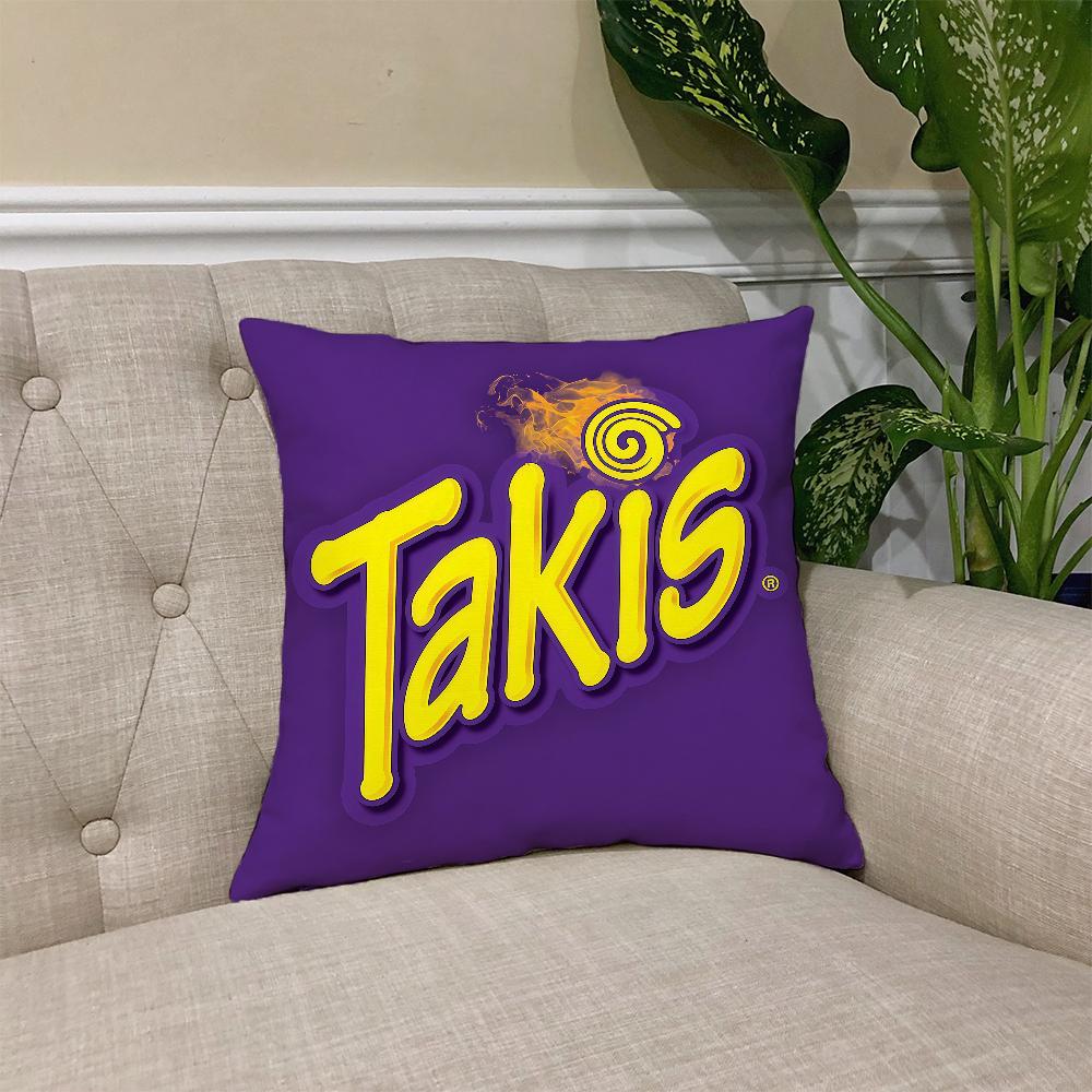 Chili-Muster T-Takis Chips Kissenbezug Quadratischer Sofakissenbezug Lässiger Hautfreundlicher Bequemer Kissenbezug