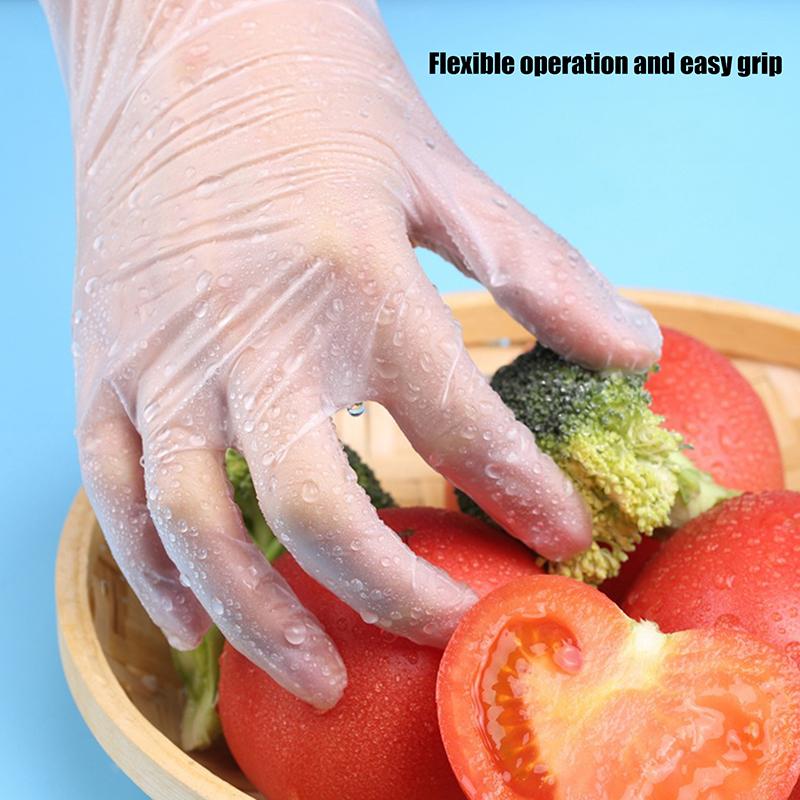 100Pcs Latex Free Gloves Tpe Disposable Gloves Transparent Non-Slip Acid Work Safety Food Grade Household Cleaning Gloves
