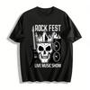 Skull Crown Guitar Speaker Print Cool Street Style Men's Casual T-Shirt Pure Cotton T-shirt
