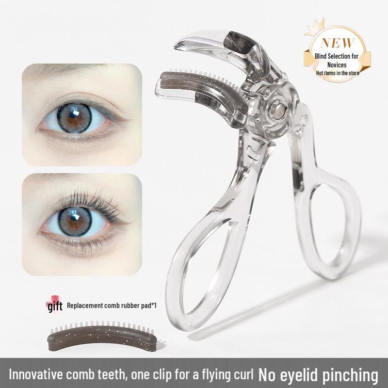 Wide-Angle Portable Eyelash Curler with Sunflower Clip - Gentle, Borderless Design for a Natural Curl