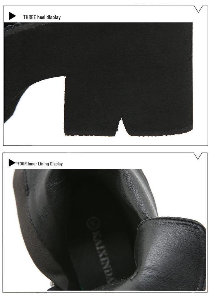 Wasserdichte Plateau-Martinsstiefel für Damen mit klobigem Absatz und dicken Sohlen, High Heels, Schnürung, Metallketten und Übergrößen erhältlich.