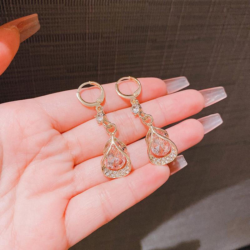 Korean New Trendy Geometric Drop Earrings for Women 2025 Luxury Sparkling Cubic Zirconia Earrings High Jewelry Wedding Gifts