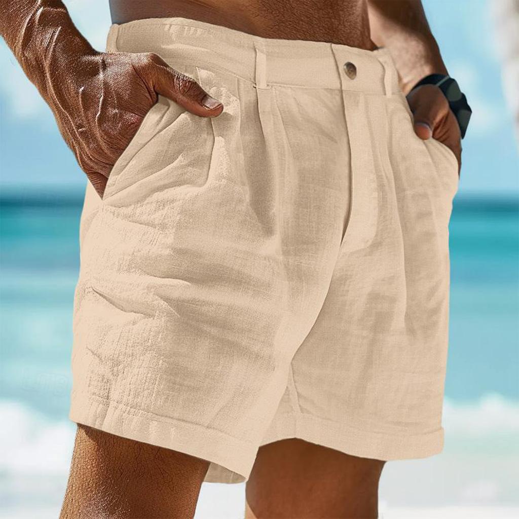 Men's Casual Shorts With Comfortable Lightweight Button Pockets And Monochrome Beach Shorts
