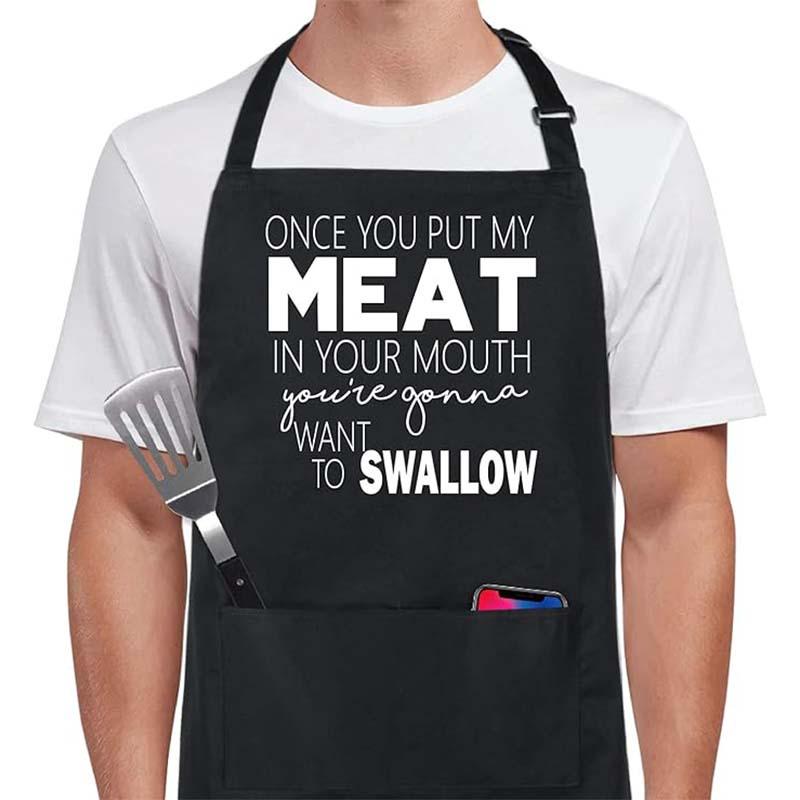 Unisex Hanging Neck Creative Letter Logo Apron for Couples - Ideal for Restaurants and Work