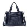 Urban Minimalist Denim Tote Bag For Women With Zipper Closure And Interior Pockets