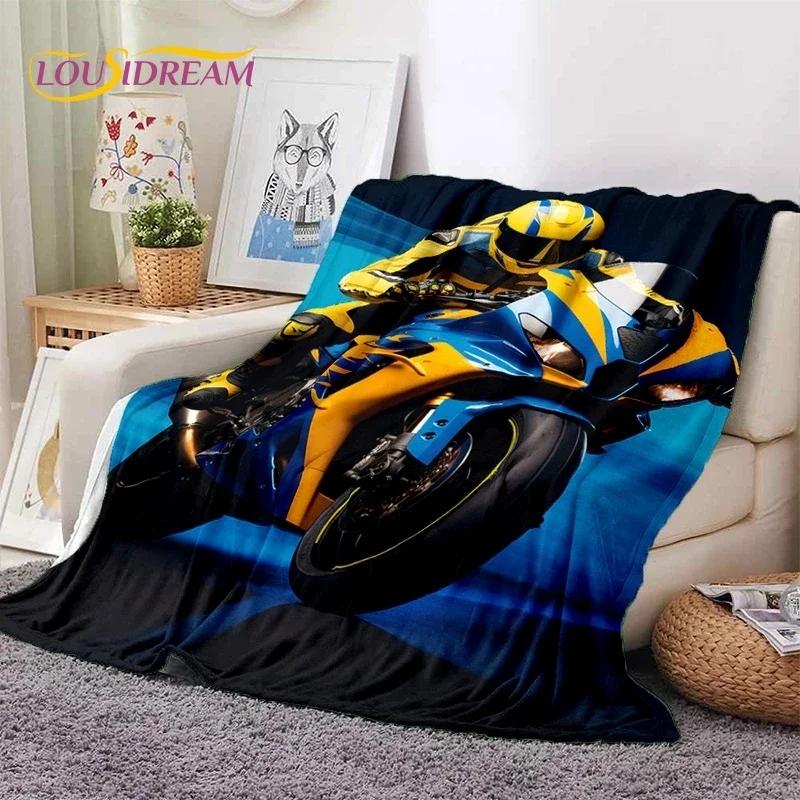 Motocross Modern retro Motorcycle Soft Flannel Blanket for Bed Bedroom Sofa Picnic,Throw Blanket for Cover Outdoors Leisure Gift
