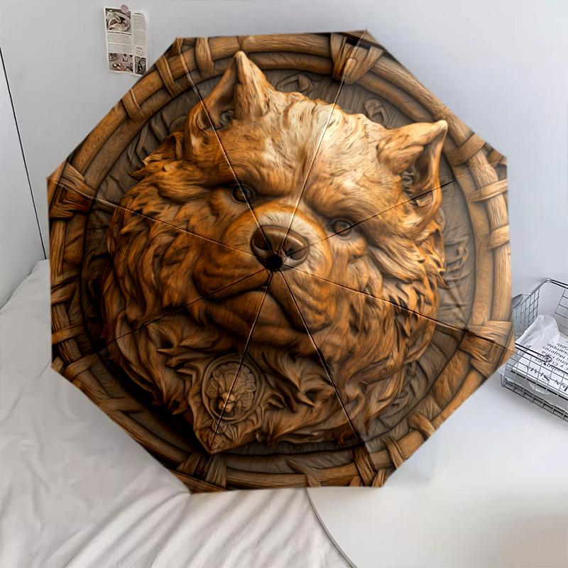 Chow Chow Muster, automatischer Regenschirm, tragbares und faltbares Design, 8 Rippen, ein Weihnachts- oder Geburtstagsgeschenk.