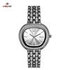 Womens Elegant Rhinestone Wrist Watch Waterproof Classic Roman Dial Ladies Dress Watch Alloy Strap