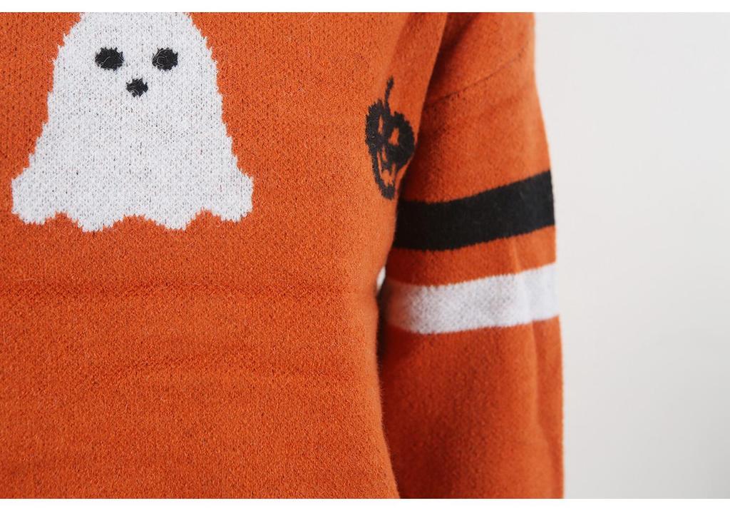 Plus Size Halloween Pumpkin Knit Pullover - Women's Autumn Winter Collection