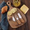 Rosewood Cheese and Cutting Board Set with Stainless Steel Knives and Forks - 3 Pieces.