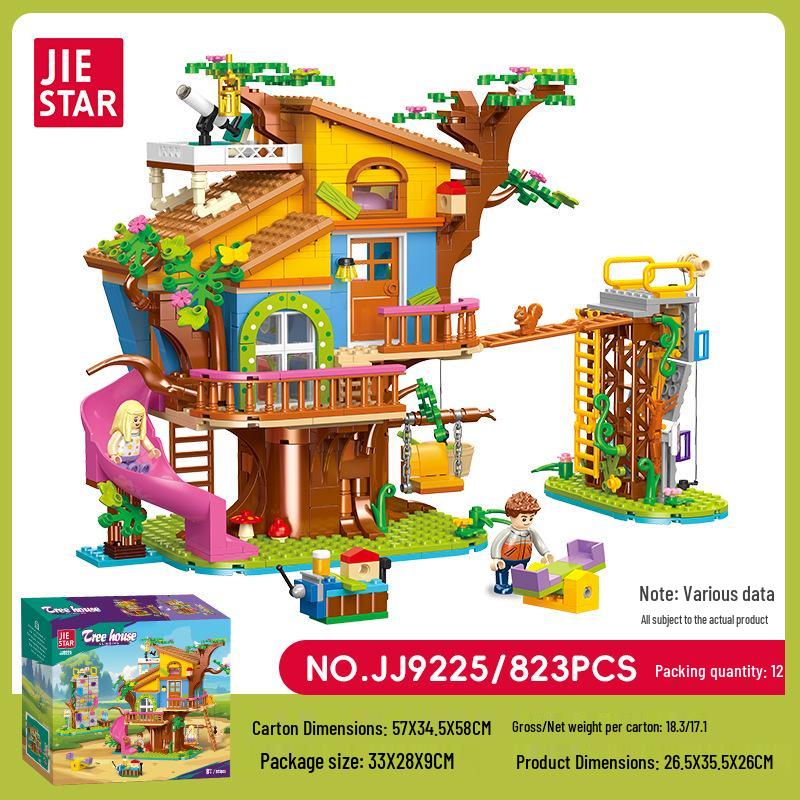 Jie Xing JJ9225 Rock Climbing Treehouse Forest Park Educational Building Toy Set