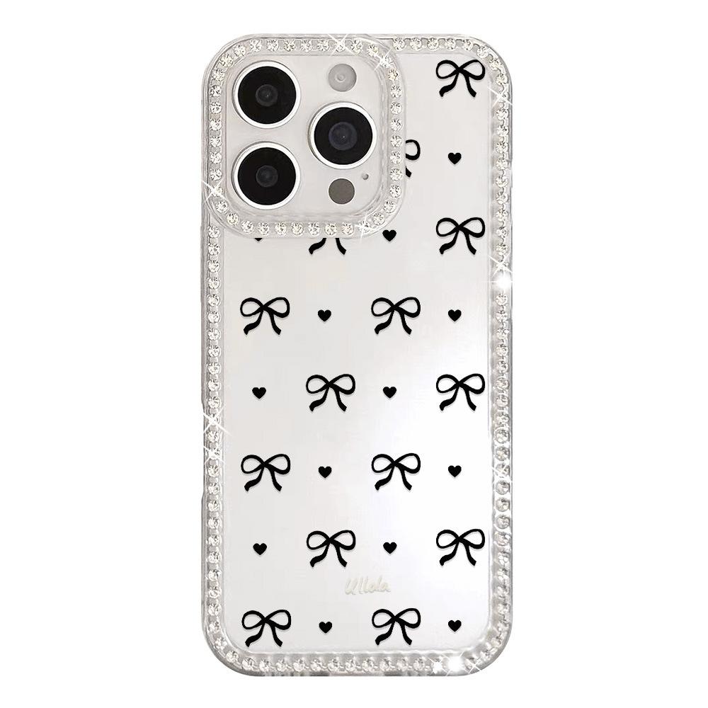 Applicable To iPhone17Pro Full Screen Love Bow Mobile Phone Case Apple 16 Advanced Sense 14/15 Niche Anti-drop