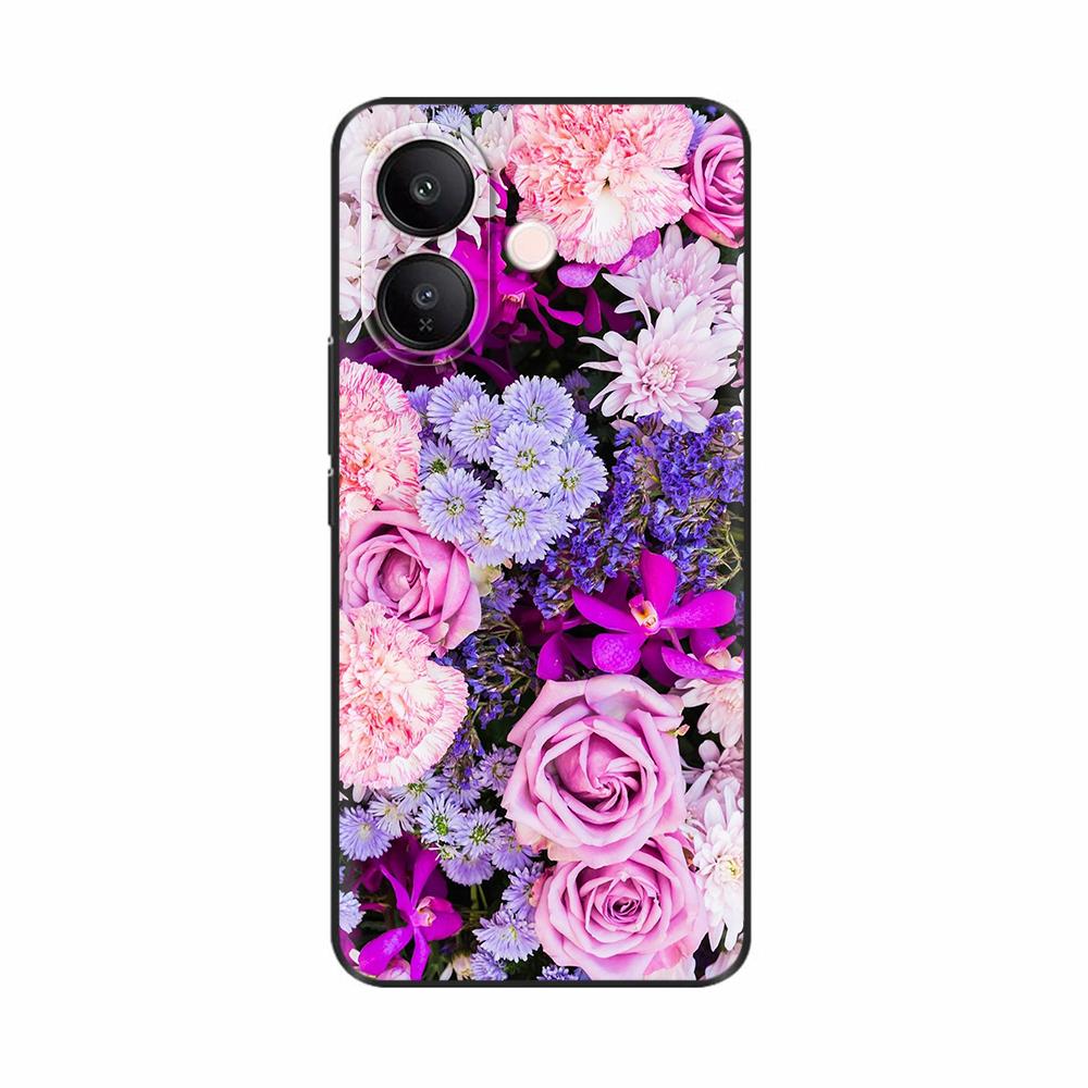 For Vivo V60 Lite Case Fashion Flowers Soft High Quality Housing For Vivo V60 V50 Lite 4G 5G Soft Silicone Phone TPU Back Cover