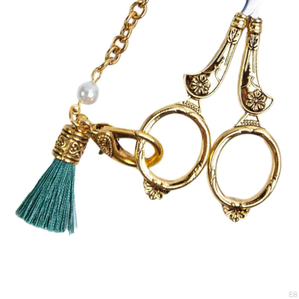 Embroidery Scissors Fabric Sewing Cutting Shears Multipurpose Retro Design with Lanyard Tassel