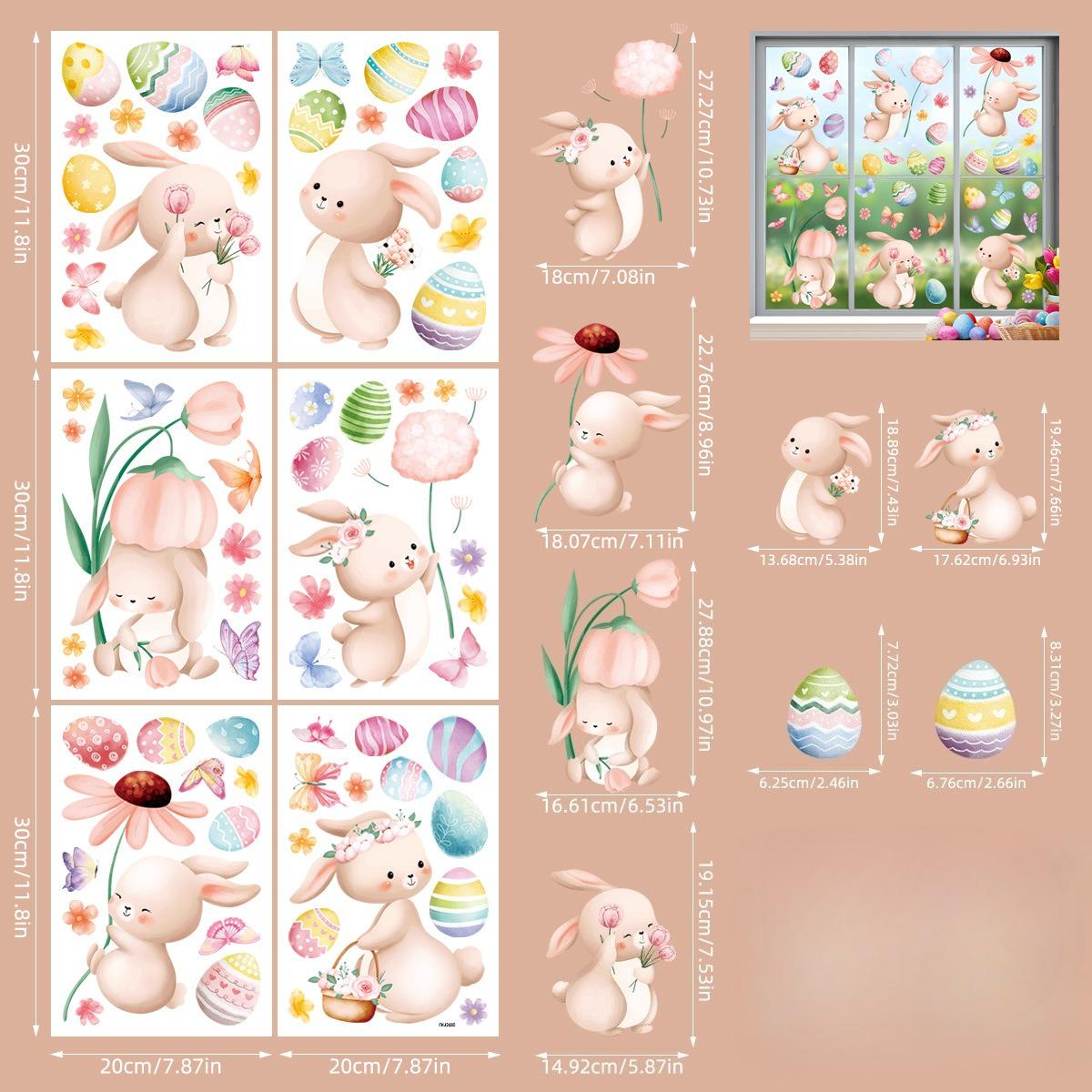 

Easter Static Sticker 2026 New Rabbit Easter Egg Sticker Bedroom Window Decoration Anti-collision Wall Sticker