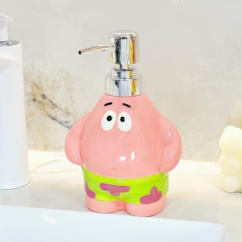 Cute Cartoon Ceramic Soap Dispenser Refillable Pump Bottle For Shampoo Shower Gel Bathroom Decor