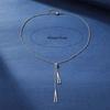 Metal Style Silver Color Triangle Pendant Necklace Fashionable Simple Charm Y Lariat Necklaces for Women Boho Minimalist