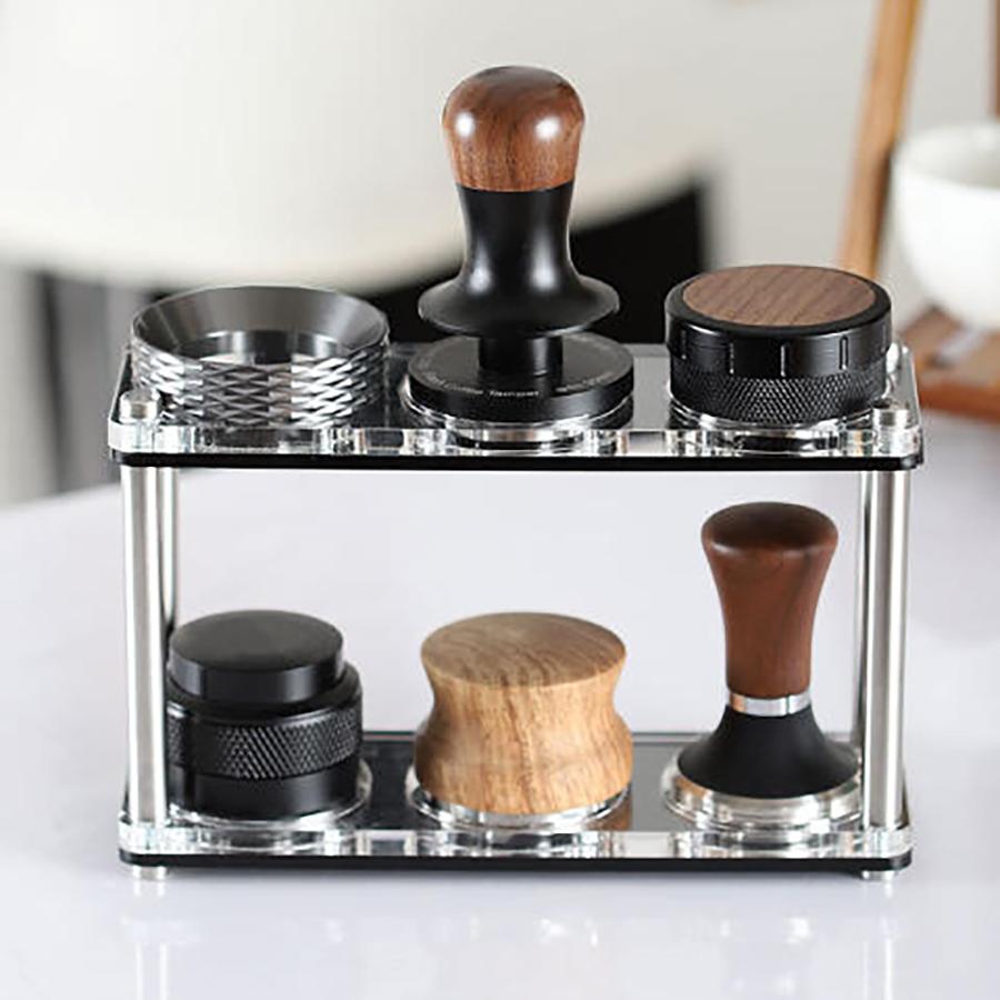Acrylic Coffee Utensil Storage Rack Coffee Tool Storage Rack Stable Tamper Base Double-layer Acrylic Holder for Home Restaurant