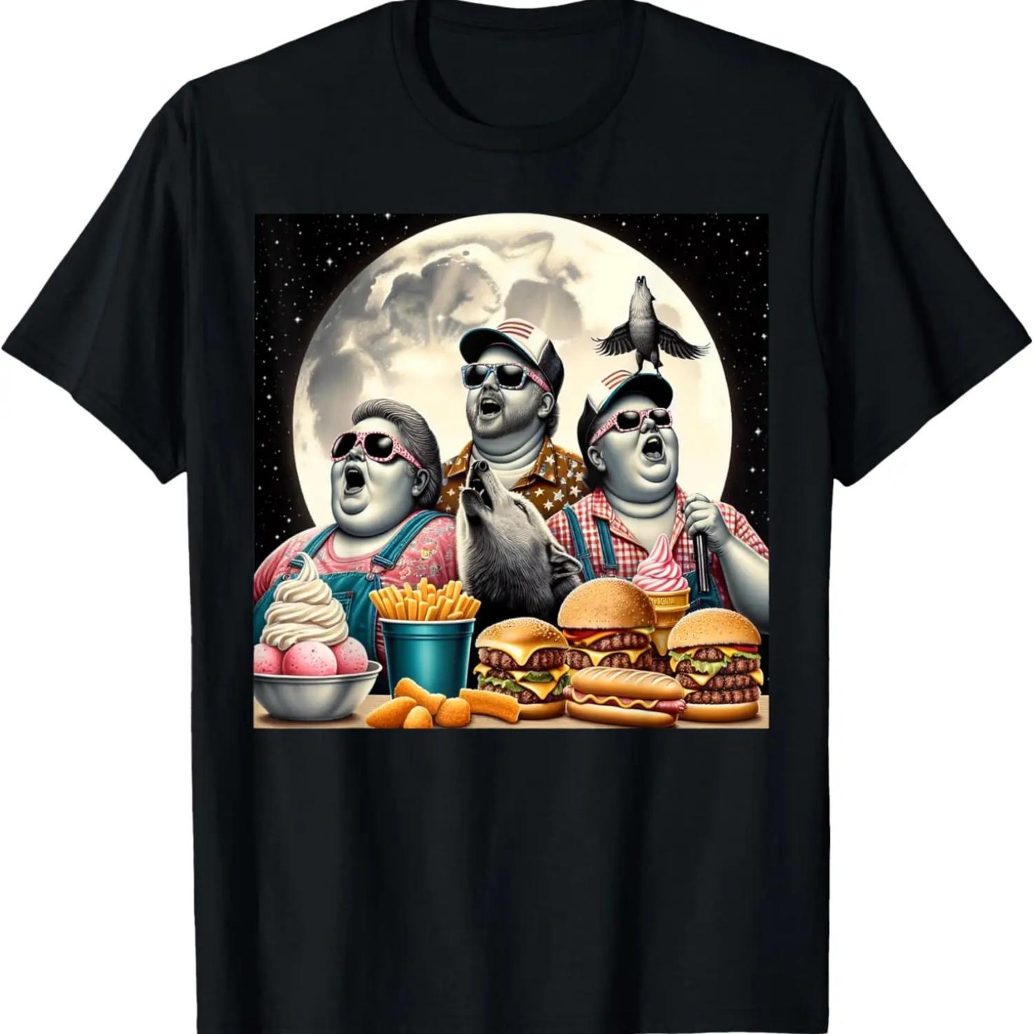 

Three Family Moon 3 Family Members Picnic Weird Cursed Meme T-Shirt S чёрный