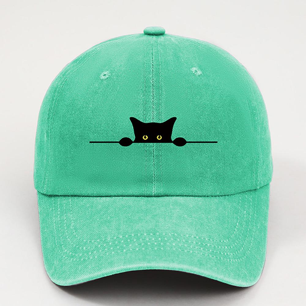 cute black cat printed baseball cap for Unisex and Women washable casual outdoor caps breathable for summer student sun hat