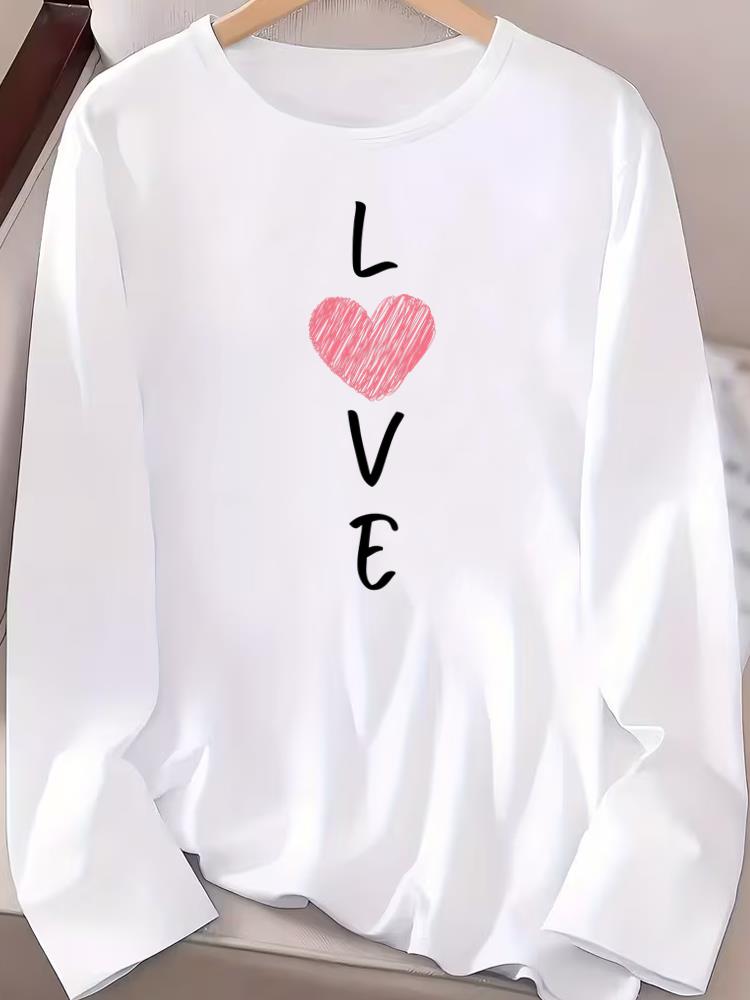 (Asian Size) Women T Shirt Tee Lady Printed Trend Cute 90s Female Clothing Casual Fashion Top Long Sleeve Graphic T-shirts