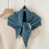Solid Color Knitted Triangle Scarf Striped Cross Neckerchief Sweet Cross Scarves  Autumn Winter