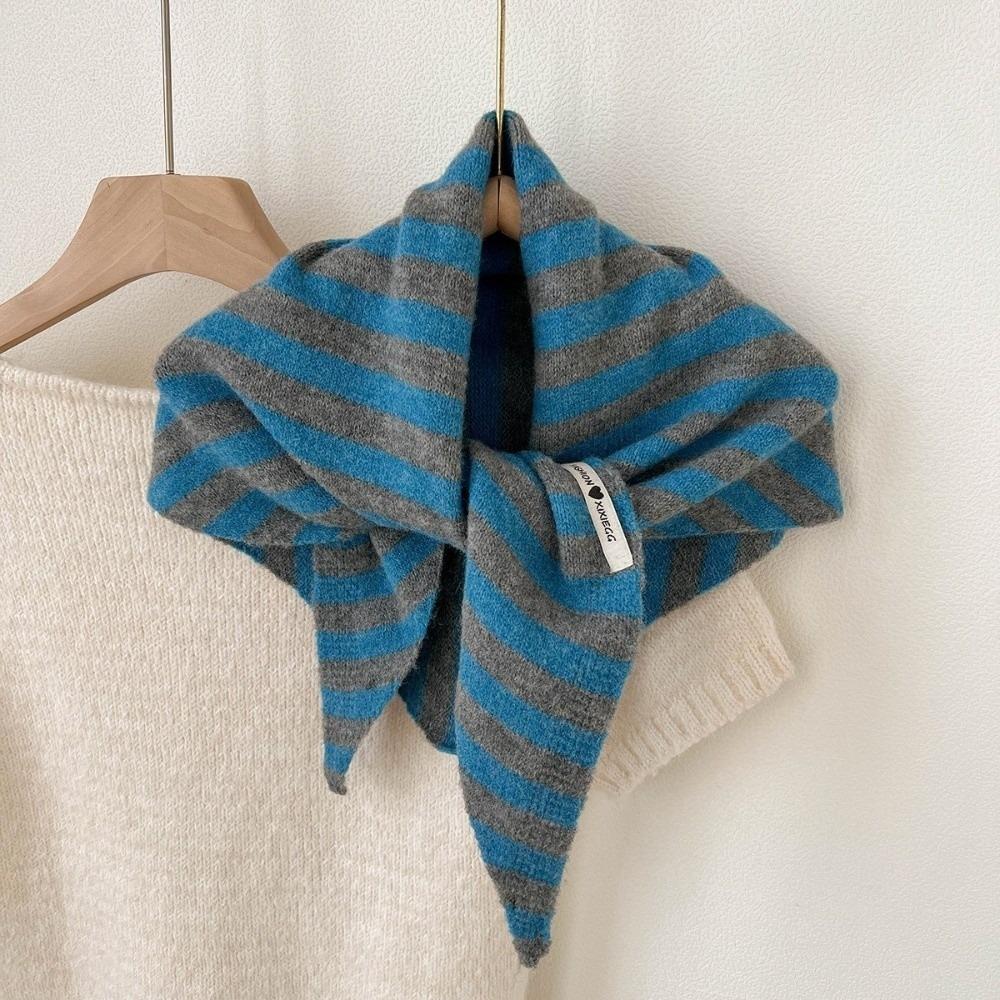 Solid Color Knitted Triangle Scarf Striped Cross Neckerchief Sweet Cross Scarves Autumn Winter